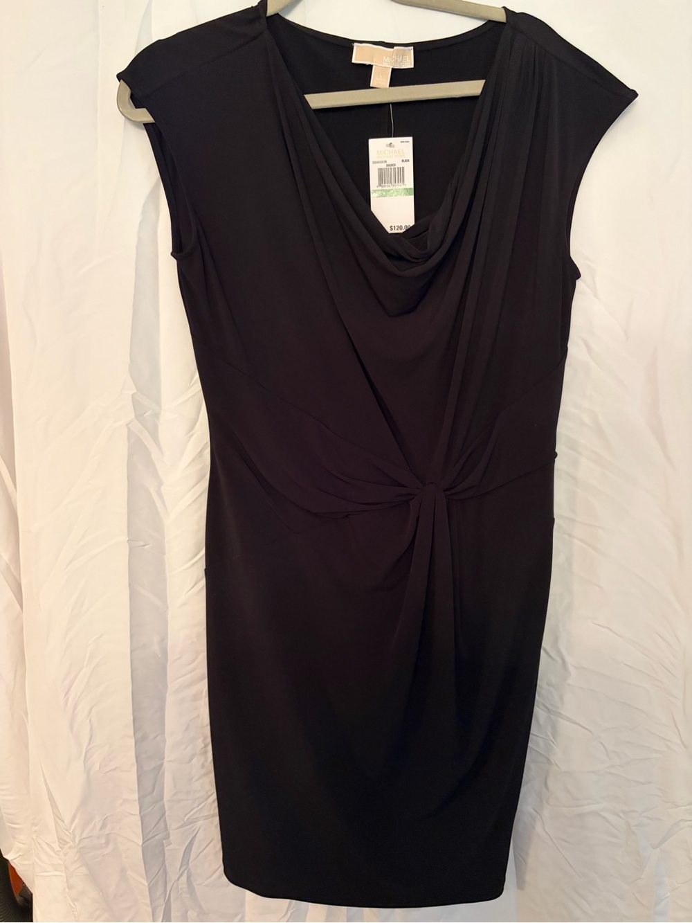 Michael Kors Black Draped Knot Front Tunic Dress